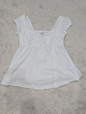 BDG White Lace-Trim Scoop Neck Babydoll Tunic
